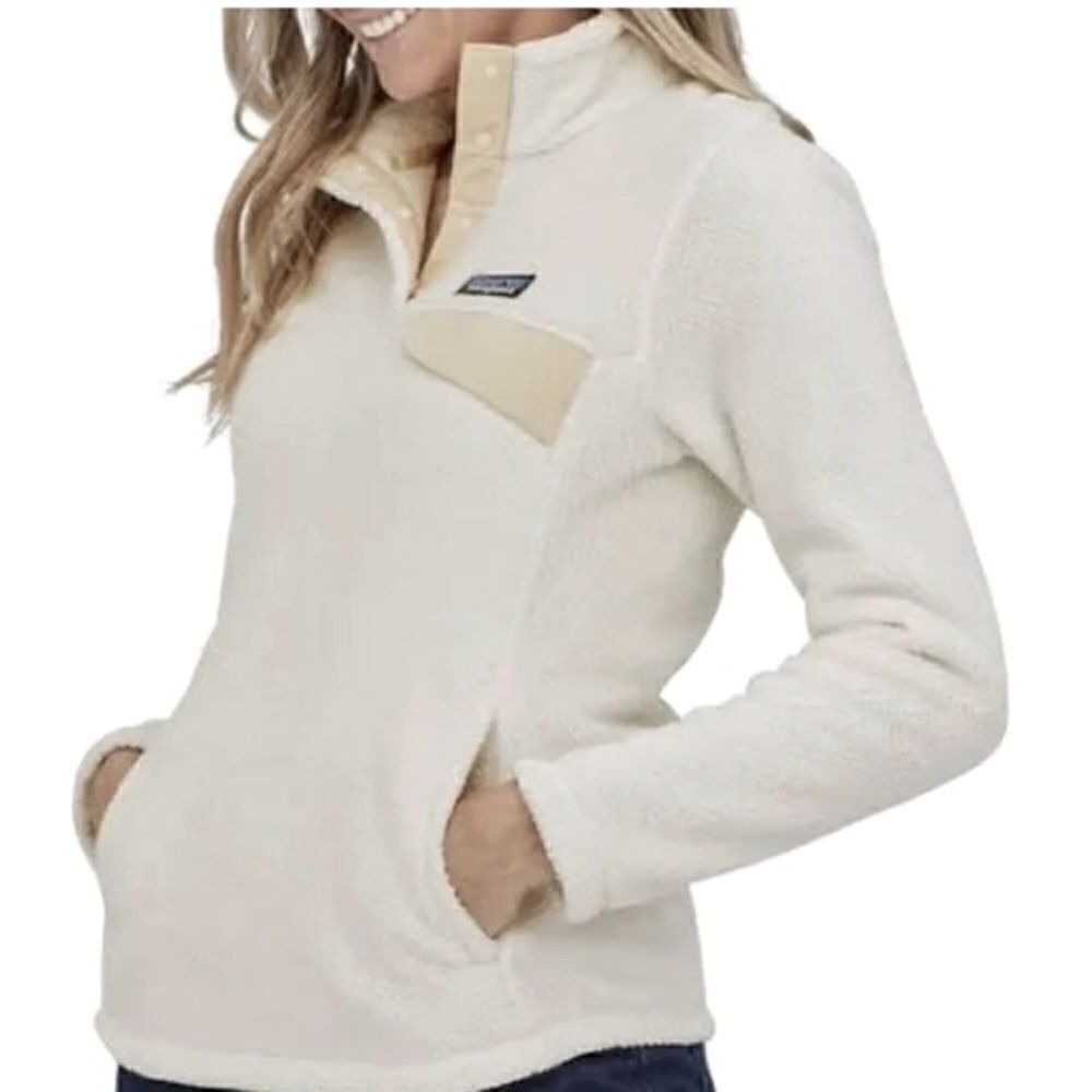 Patagonia RE-TOOL White Cream Quarter Snap Fleece Polartec Performance Pullover - Picture 2 of 16